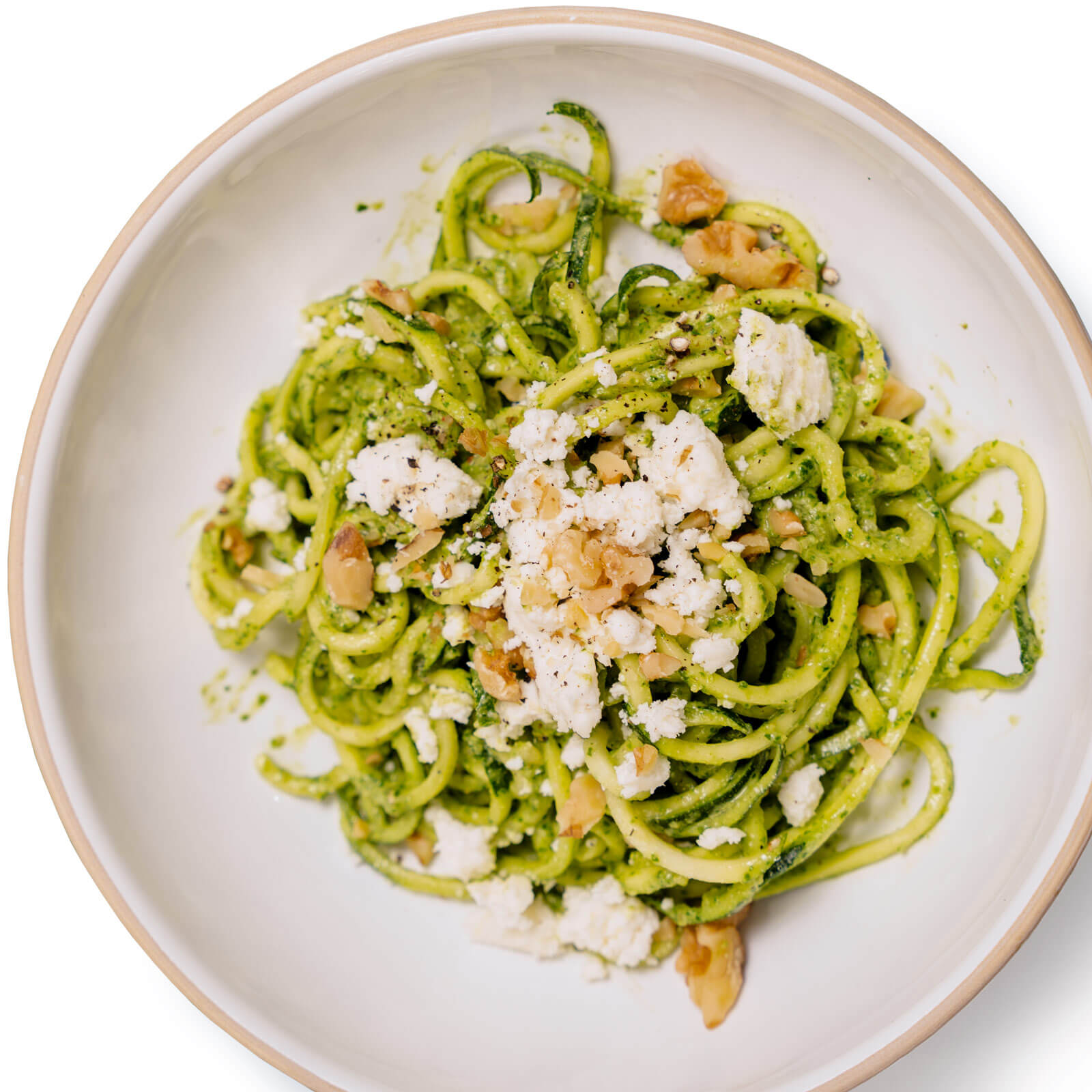 Zoodles with Basil Spinach Lime Pesto