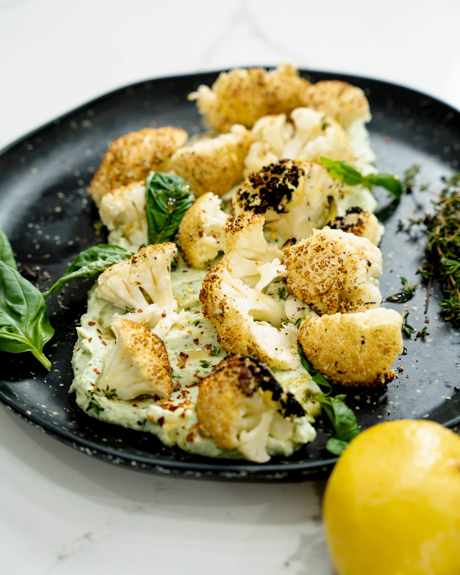 Whole Grilled Cauliflower Herby Whipped Ricotta